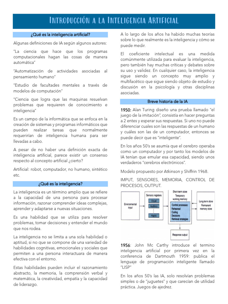 Introducción a la Inteligencia Artificial | PDF | Inteligencia ...