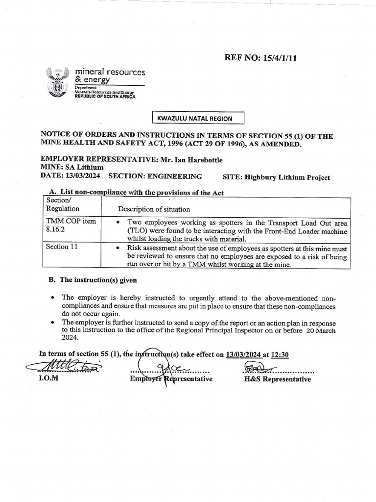 Shza Dmre Report 13.03.2024 | PDF | Mining | Safety