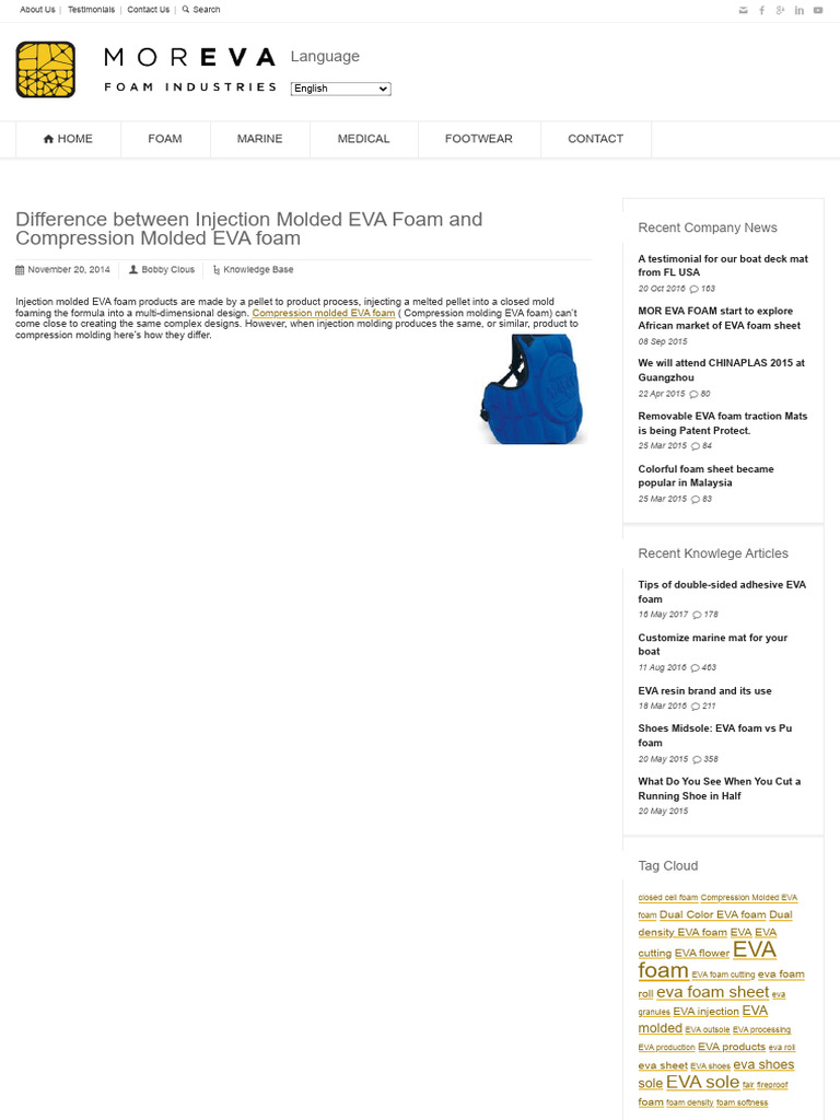 Difference Between Injection Molded EVA Foam and Compression Molded EVA