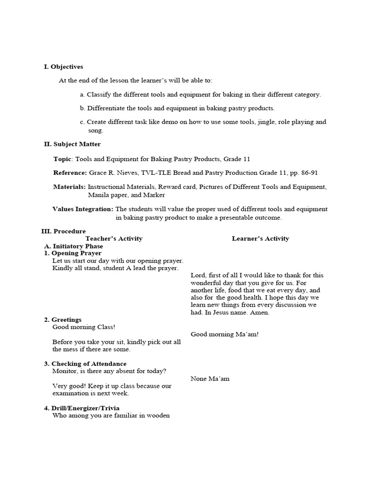 Bread and Pastry Lesson Plan PDF Baking Muffin