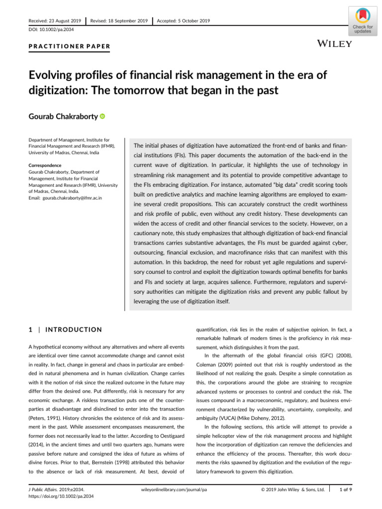 Digitization in Financial Risk Management | PDF | Computer Security ...