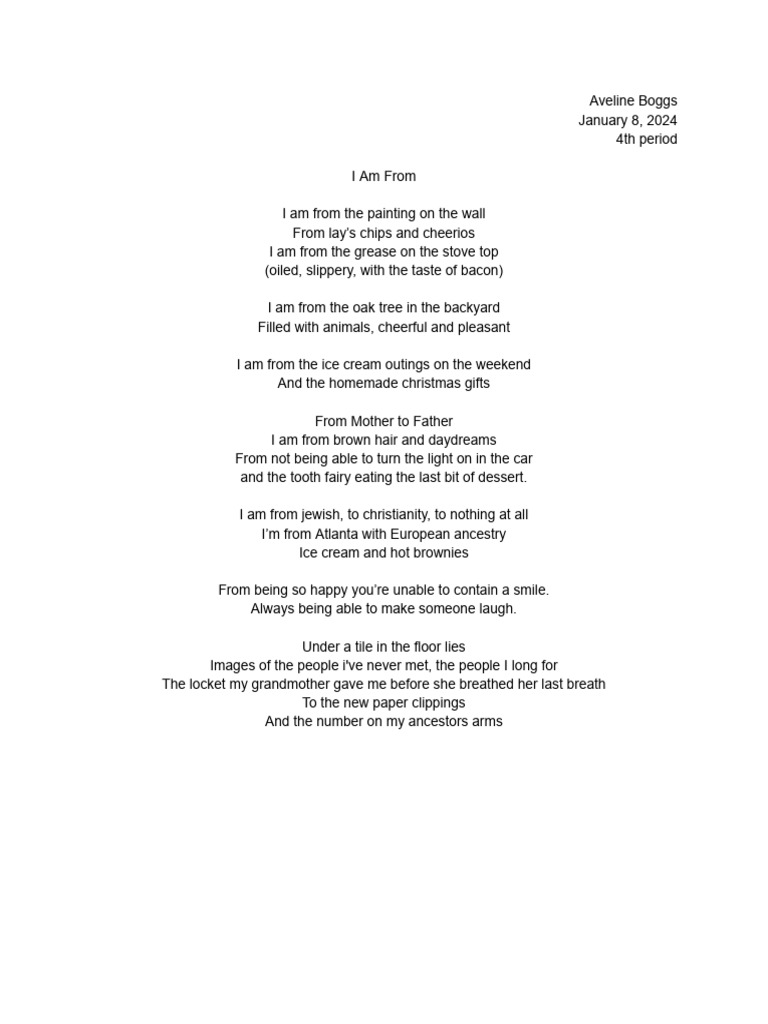 I Am From | PDF