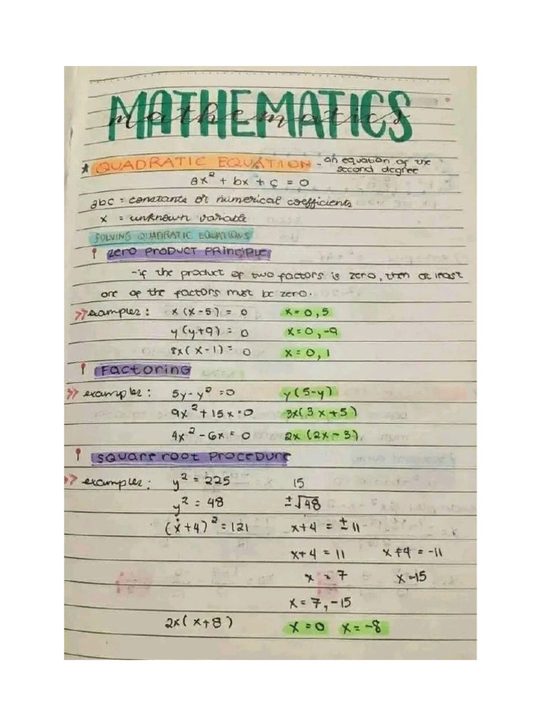 My Notes in Math Subject | PDF