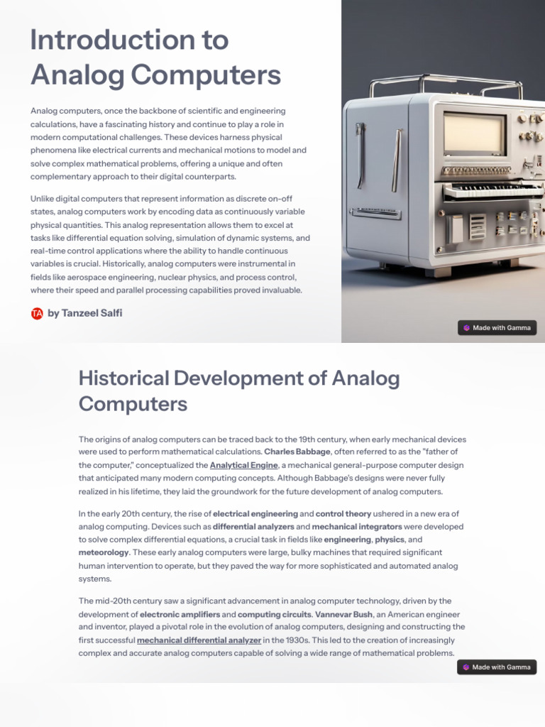 Overview of Analog Computers | PDF | Simulation | Electronic Circuits