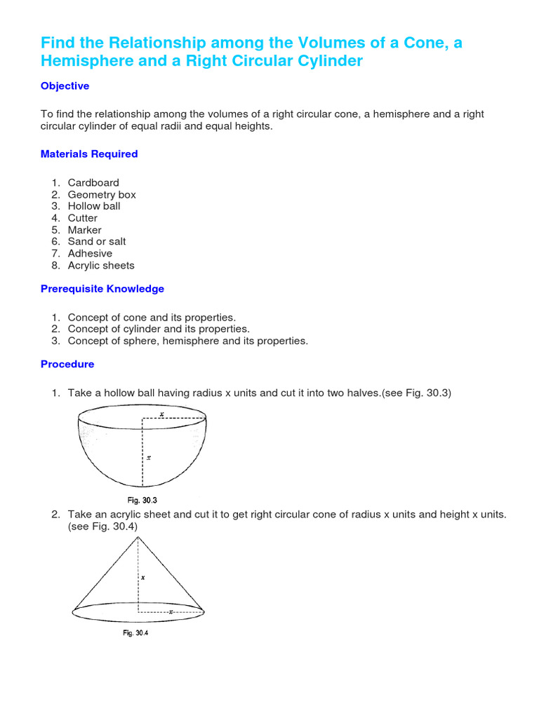Cone Volume Relationship Activity | PDF | Sphere | Elementary Geometry