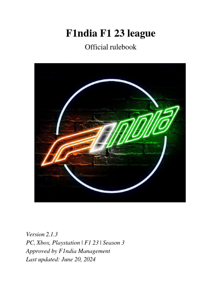 F1ndia League Season 3 Rulebook 1-1 | PDF | Formula One | Open Wheel Racing