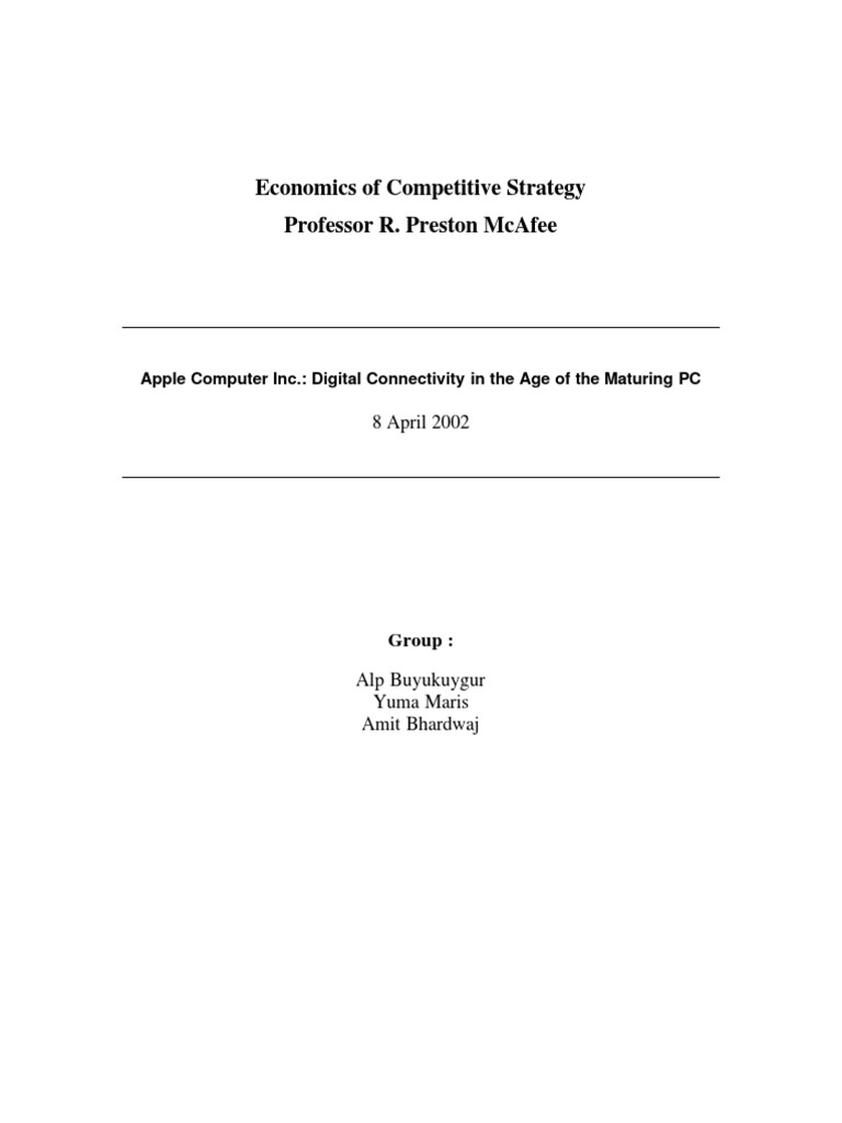 Economics of Competitive Strategy Professor R. Preston Mcafee | PDF