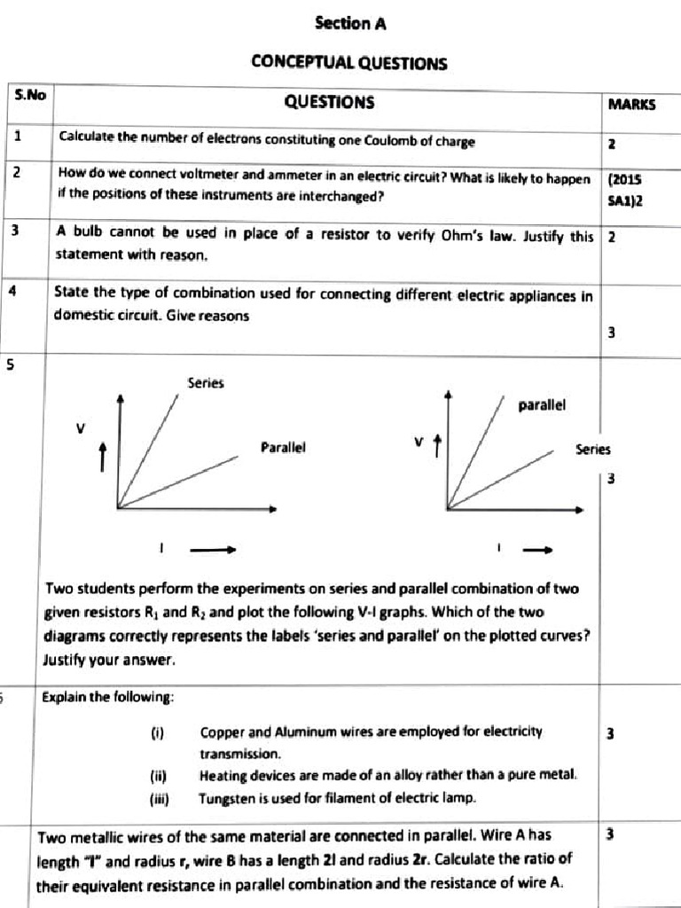 Electricity Worksheet | PDF