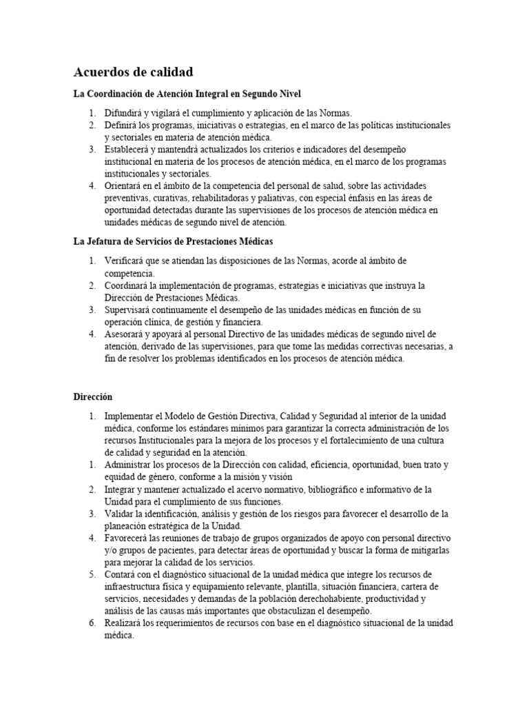 Acuerdos para Mejora en Atención Médica | PDF | Cuidado de la salud ...