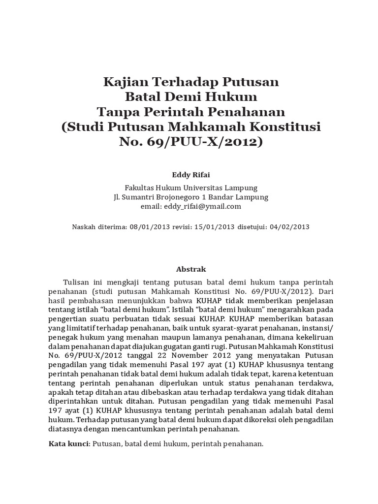 Putusan Batal Demi Hukum Tanpa Penahanan | PDF