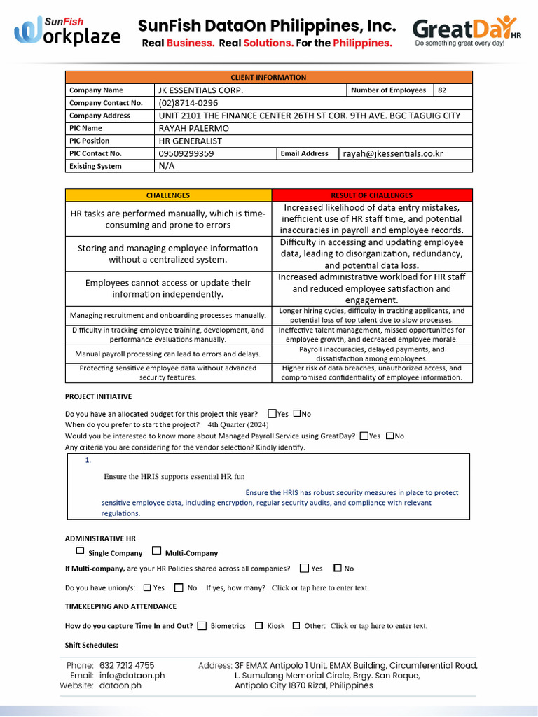 GD Questionnaire - EXT New | PDF | Payroll | Business