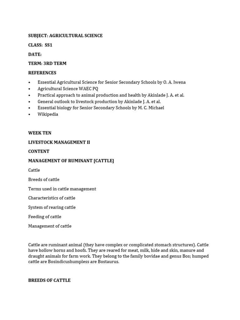 Cattle Management for Livestock Production | PDF | Cattle | Dairy Cattle
