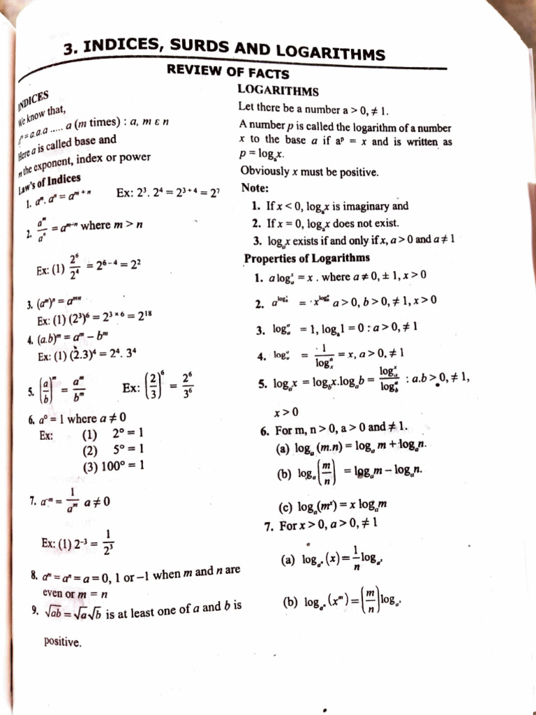 Indices and Logarithms | Download Free PDF | Mathematics