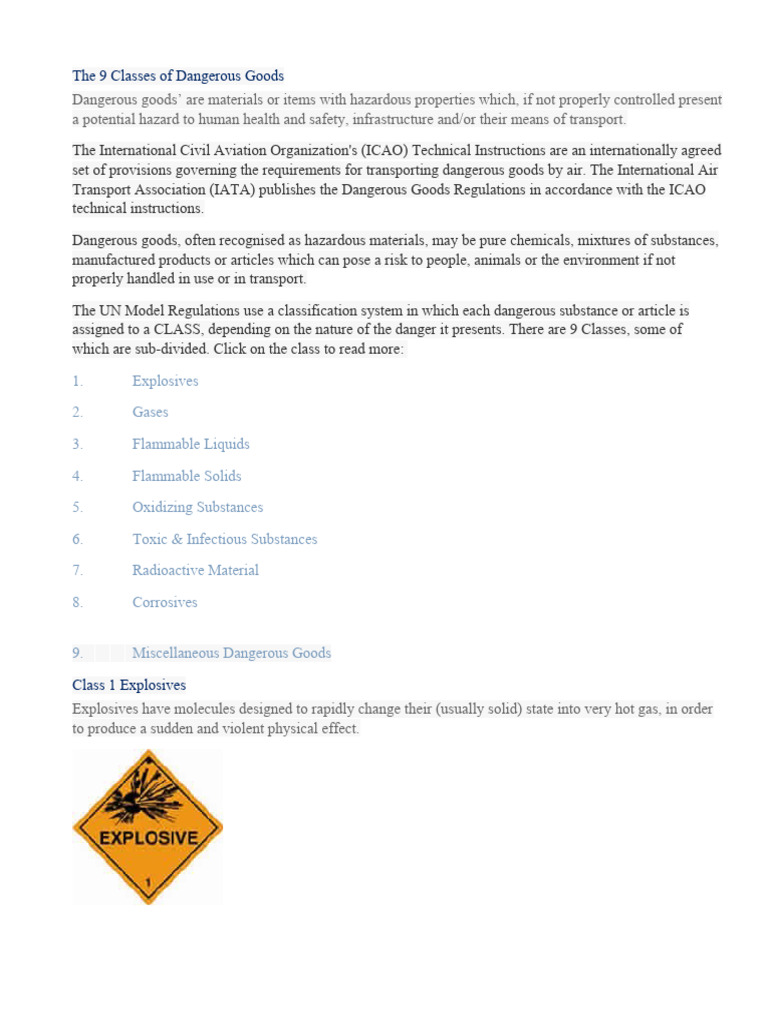 Dangerous Goods Pdf Dangerous Goods Explosion