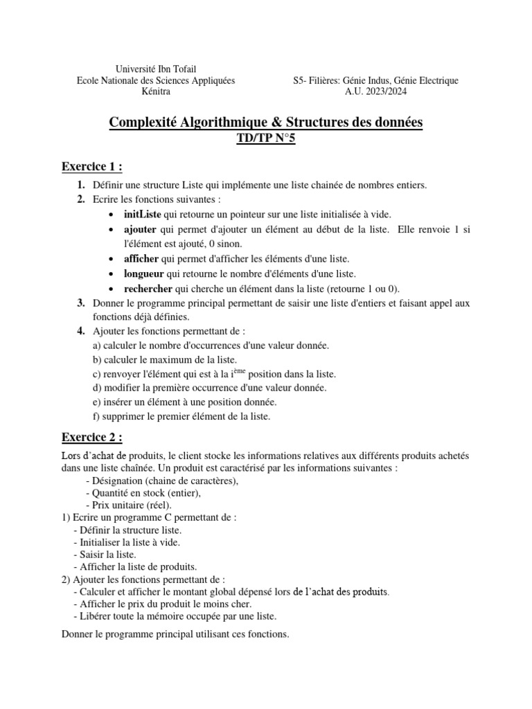 Structures de données et algorithmes en C | PDF | Polynôme ...