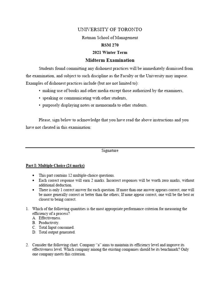 RSM 270 Midterm Exam Guidelines | PDF | Applied Mathematics