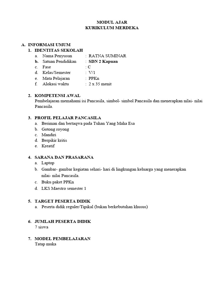 Modul PKN Kelas 5 | PDF
