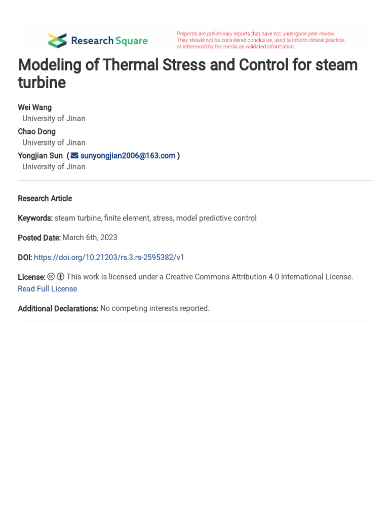 Thermal Stress Control in Steam Turbines | PDF | Control Theory | Turbine