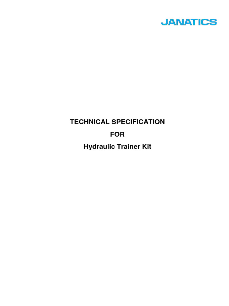 Hydraulic Trainer Kit Specifications | PDF | Valve | Mechanical Engineering