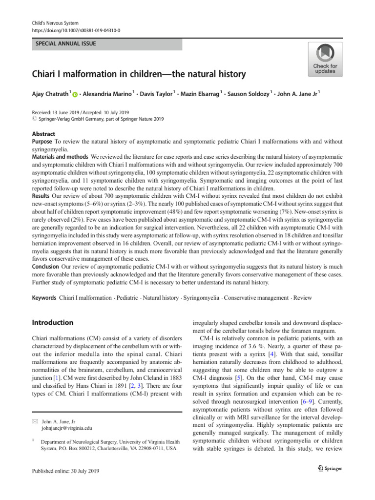 Chiari Malformation in Children | PDF | Diseases And Disorders ...