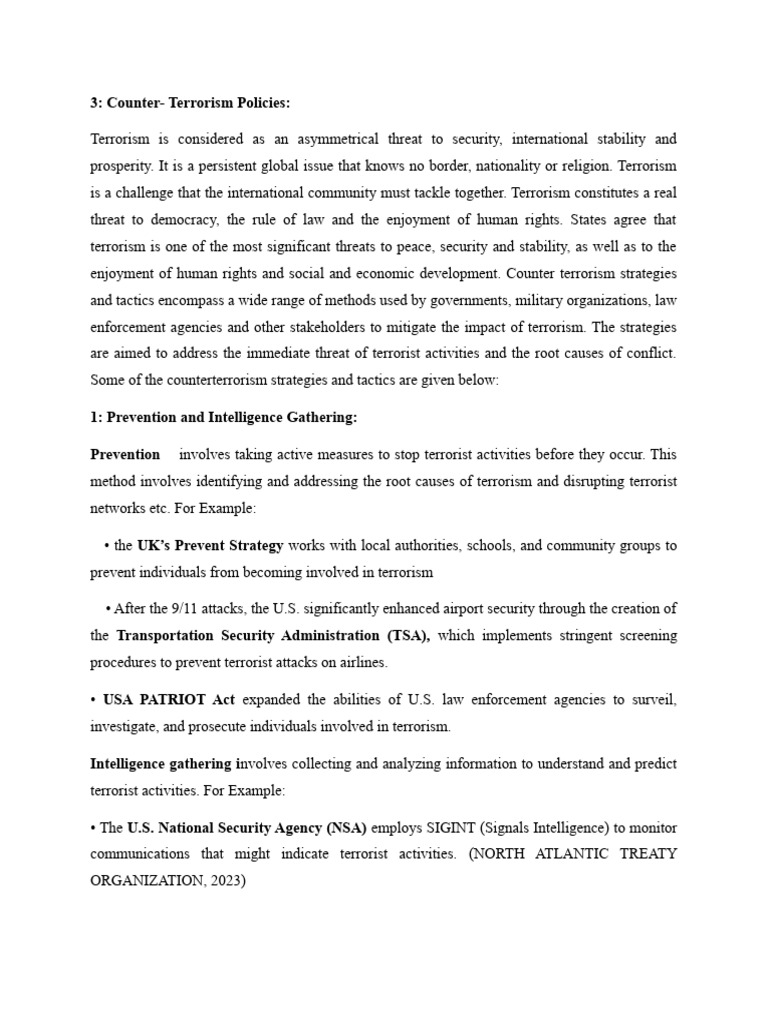 Counter-Terrorism Strategies Overview | PDF | War On Terror | September ...
