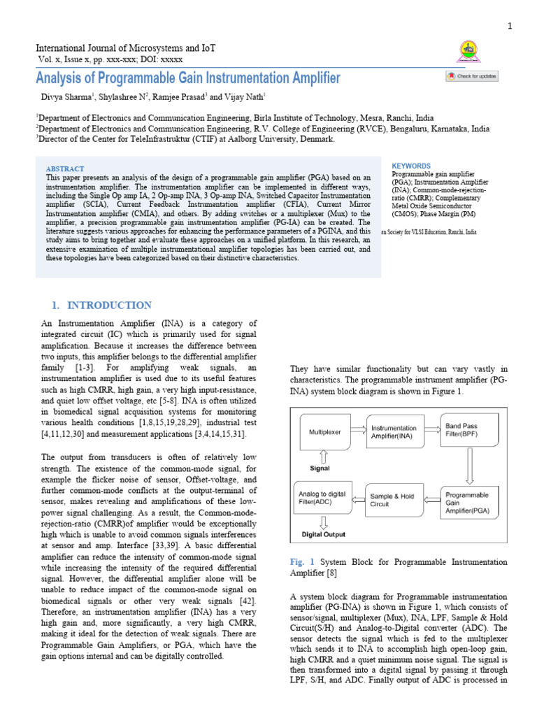 Analysis of Programmable Gain Amplifiers | PDF | Amplifier ...