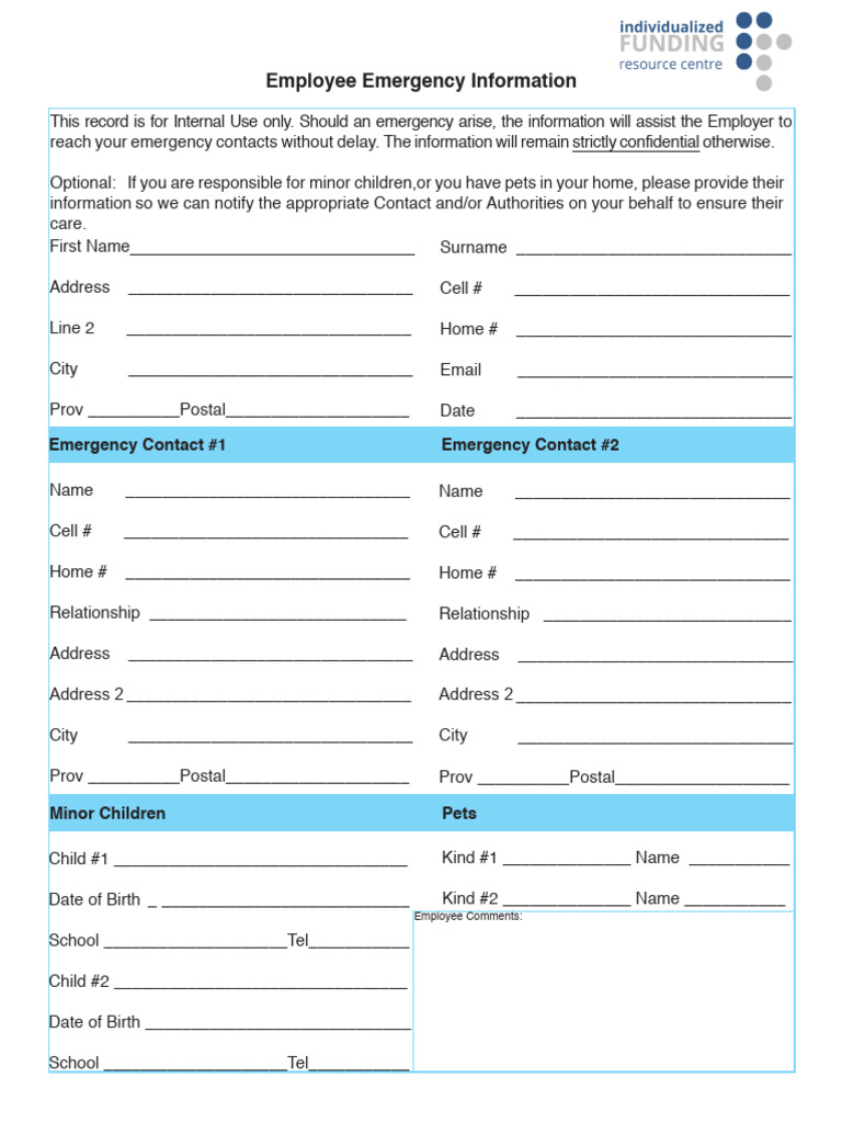 Employee Emergency Contact Form | PDF | Career & Growth | Self-Improvement