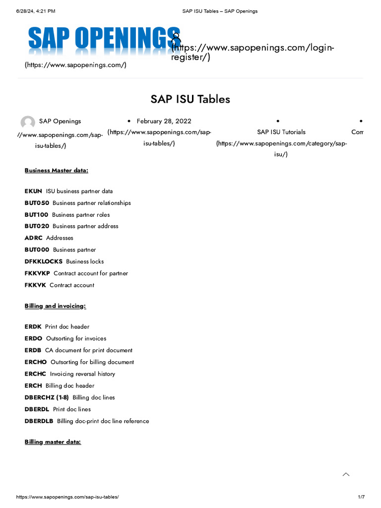 Key SAP ISU Tables Overview | PDF | Computing | Software