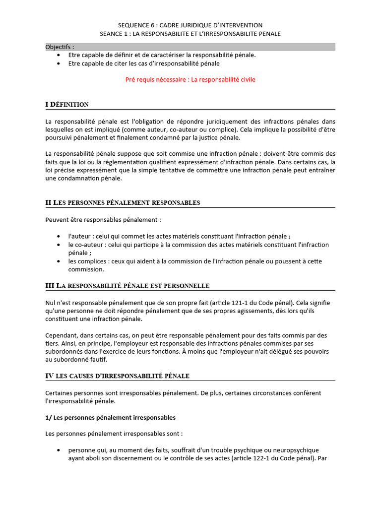 Responsabilité et irresponsabilité pénale | PDF | Crimes | Crime et ...
