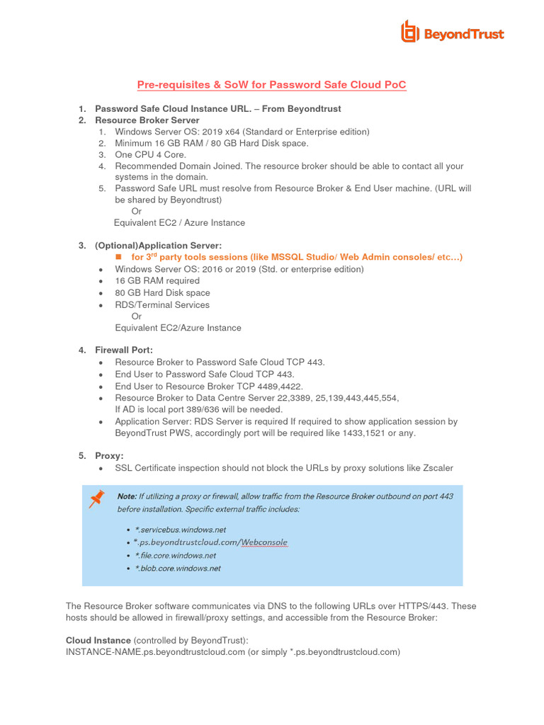 Password Safe Cloud PoC Requirements | PDF | Proxy Server | Microsoft ...