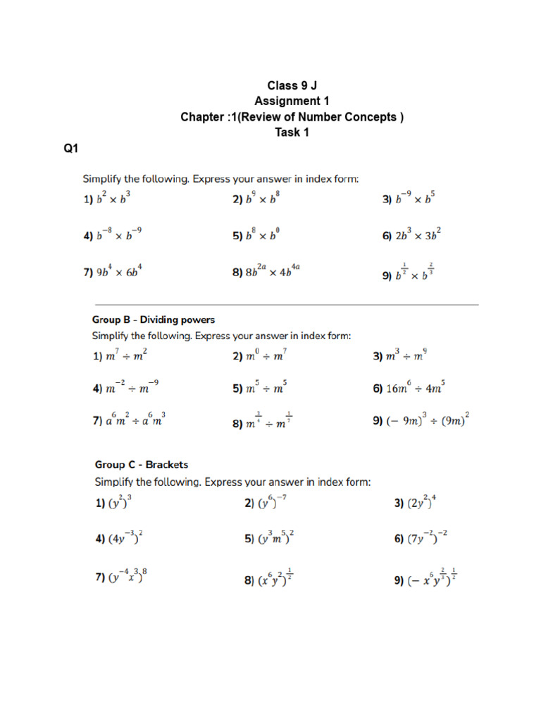 Number Concepts Review Worksheet | PDF | Teaching Methods & Materials