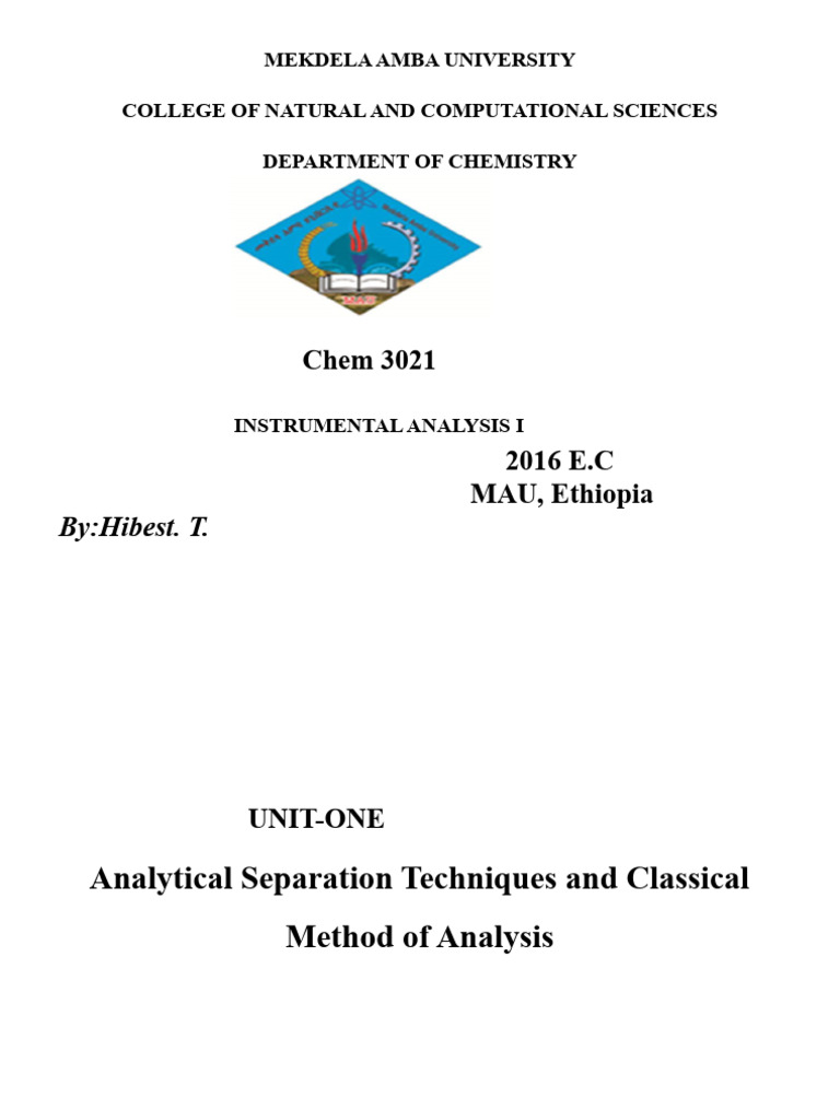 Analytical Separation Techniques in Chemistry | PDF | Chromatography ...