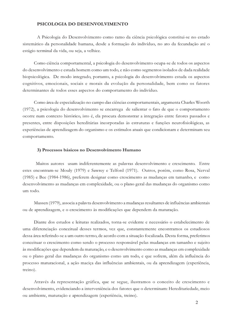 Psicologia Do Desenvolvimento | PDF | Aprendizado | Psicologia