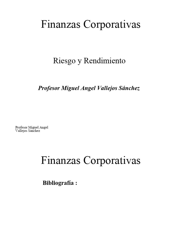 Riesgo Y Rendimiento Pdf Modelo De Fijación De Precios De Activos