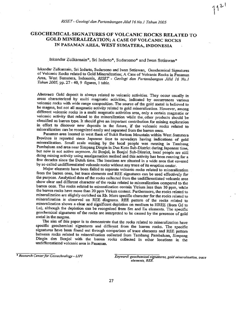 Geochemical Signatures of Volcanic Rocks | PDF