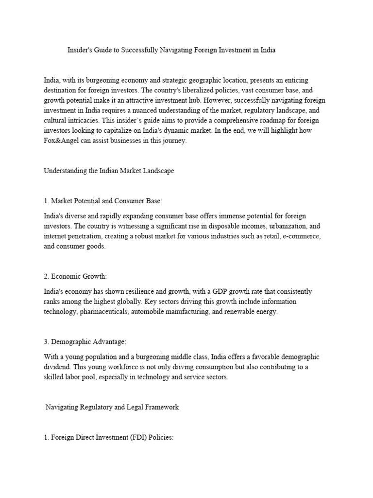 Insider's Guide To Successfully Navigating Foreign Investment in India