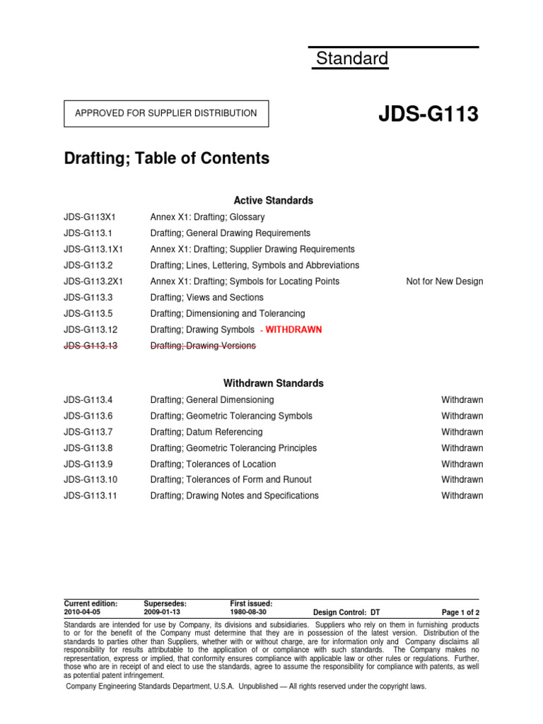 JDS-G113 Drafting Standards Update | PDF | Engineering Tolerance ...