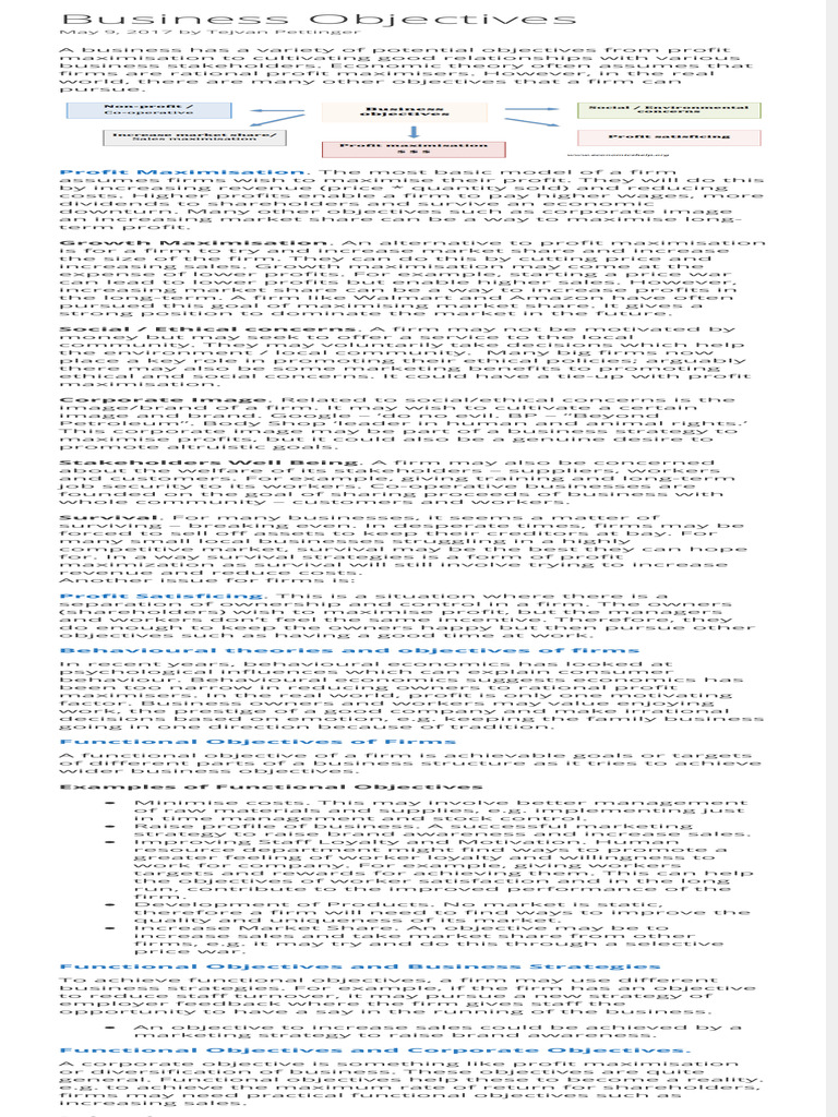 Business Objectives & Strategies | PDF | Economics | Market (Economics)