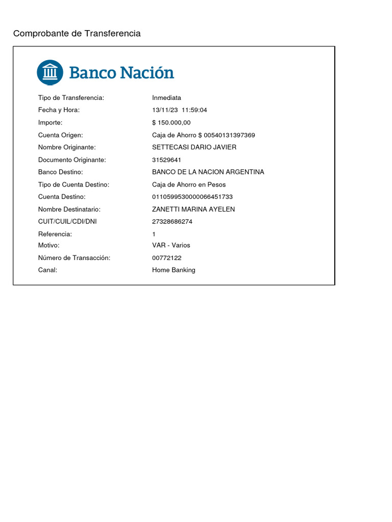 Comprobante de Transferencia Bancaria | PDF