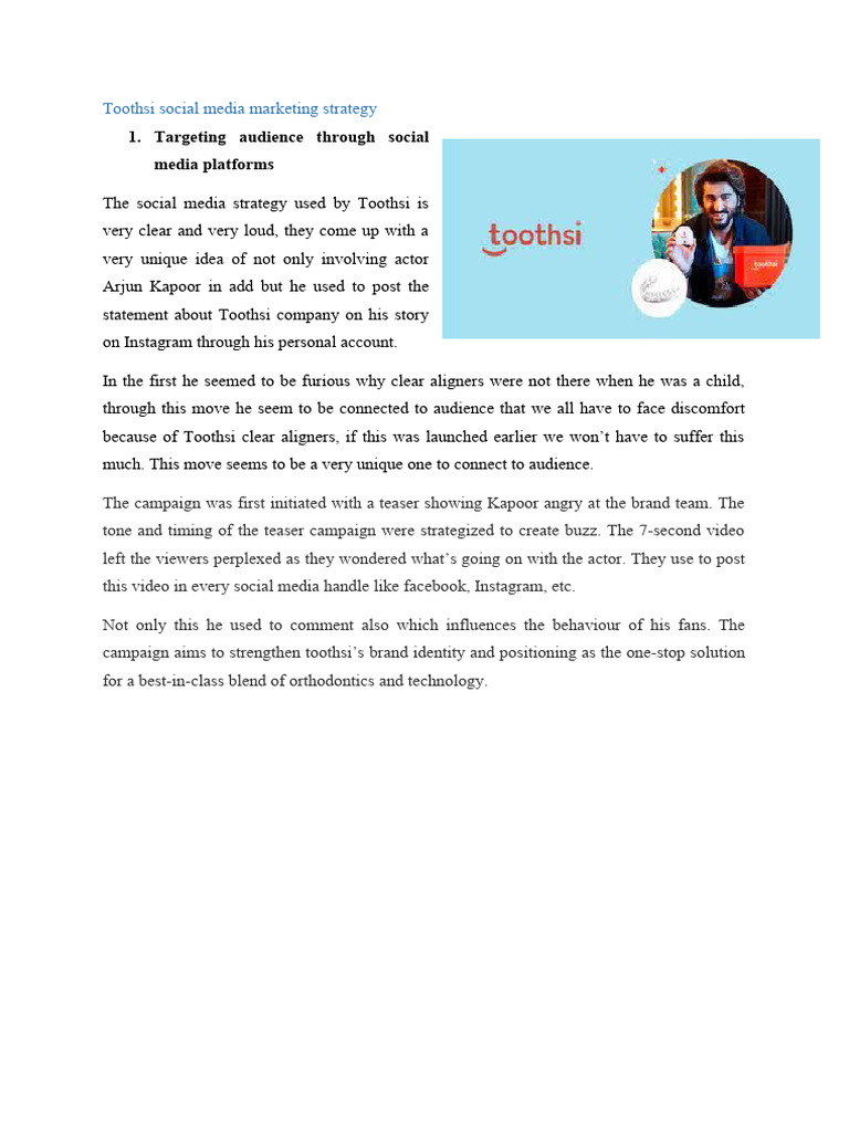 Toothsi Social Media Marketing Strategy | PDF
