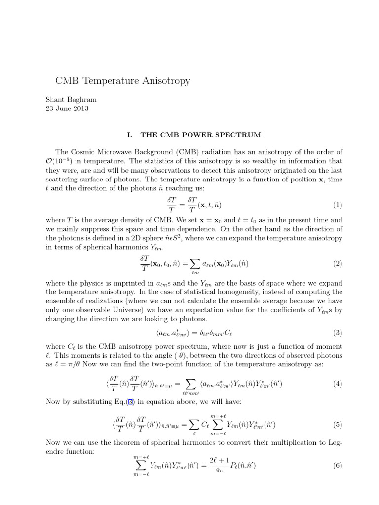 CMB Temperature Anisotropy Analysis | PDF | Cosmic Microwave Background ...