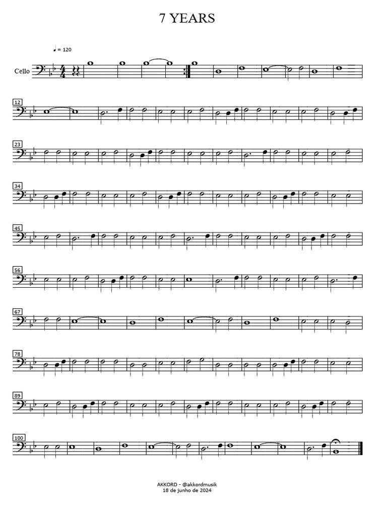 7 Years - CELLO | PDF