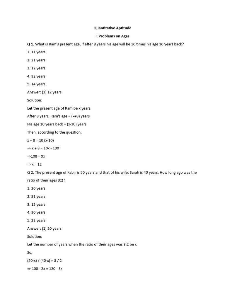 Age and Work Problem Solutions | PDF | Speed | Velocity