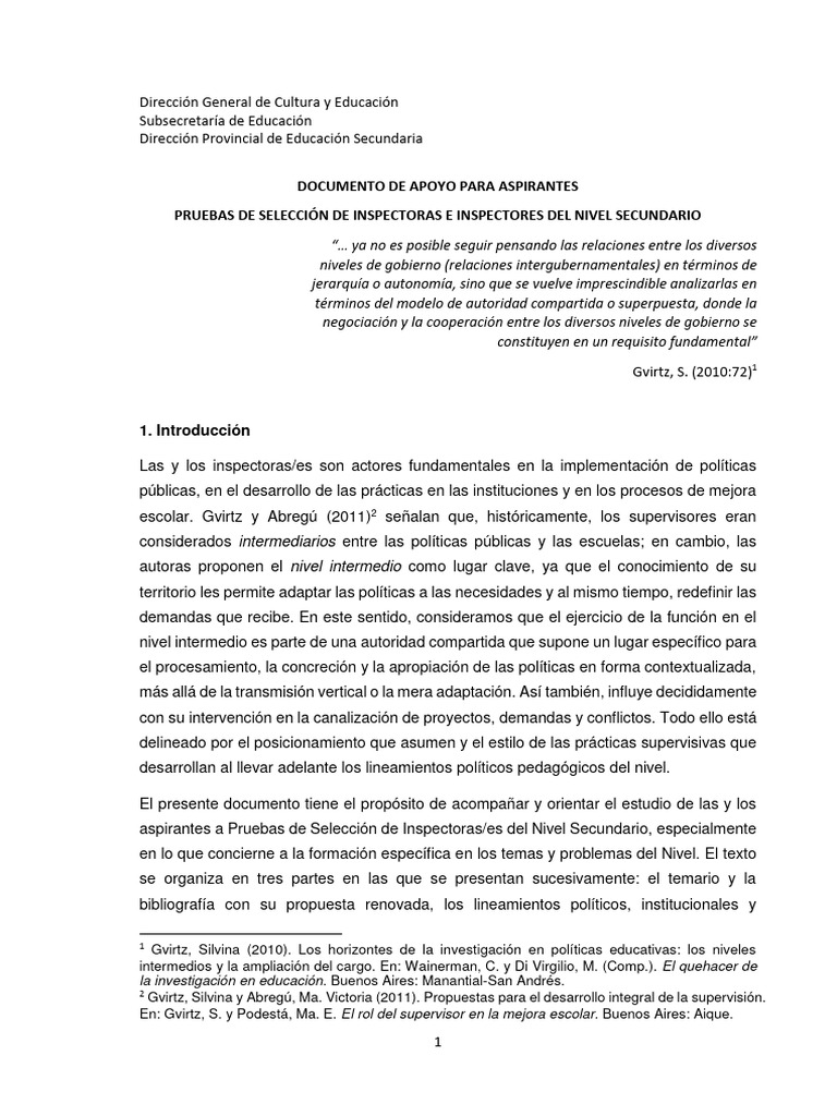 Documento de Apoyo Pruebas de Selección Inspectoras e Inspectores ...