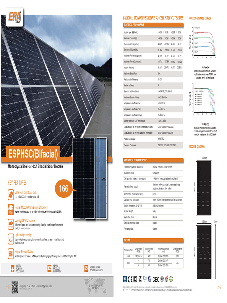 450w Era Solar Bifacial | PDF | Solar Cell | Solar Panel