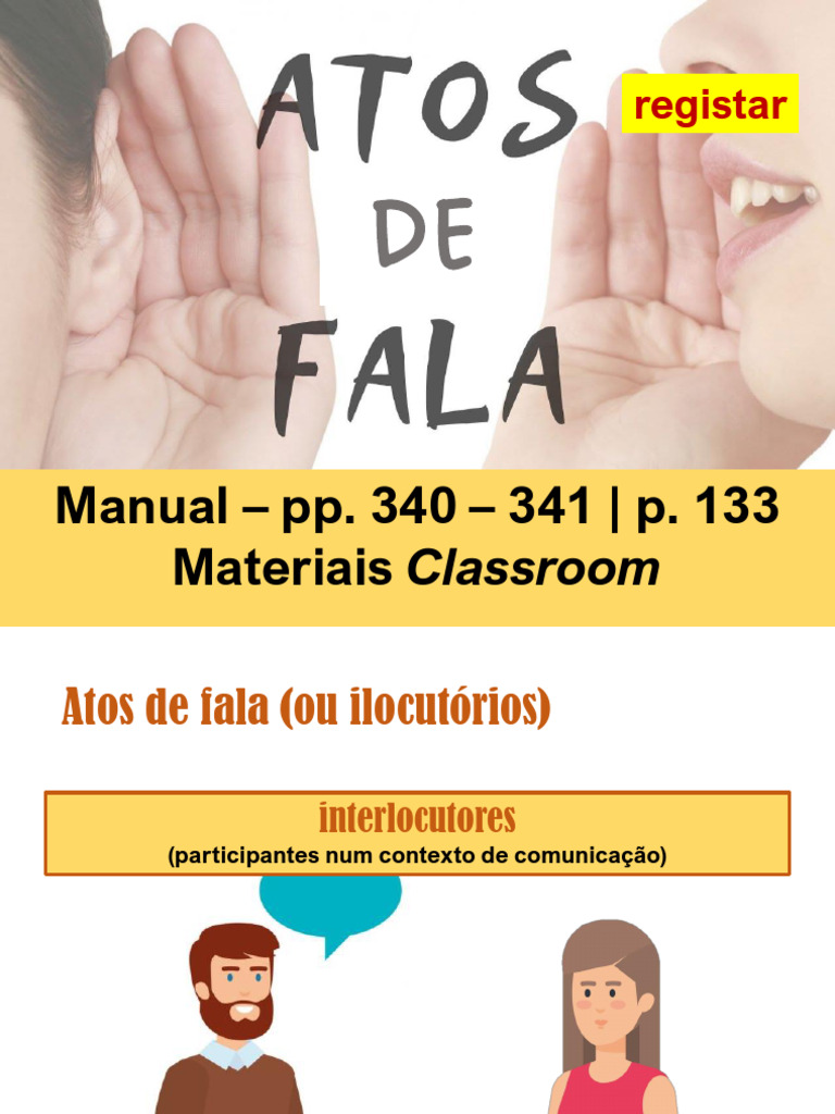 Tipos de Atos de Fala e Exemplos | PDF | Linguística