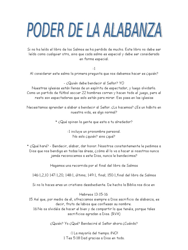El Poder de la Alabanza en la Vida Cristiana | PDF | Salmos | Dios