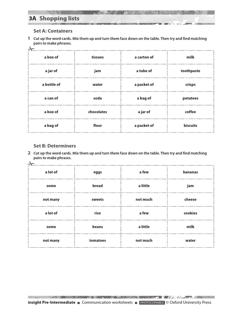 3A Shopping Lists | PDF | Foods | Linguistics