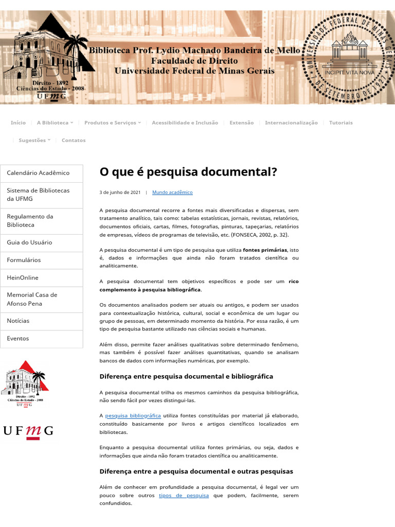 O Que É Pesquisa Documental - Biblioteca Prof. Lydio Machado Ba | PDF ...