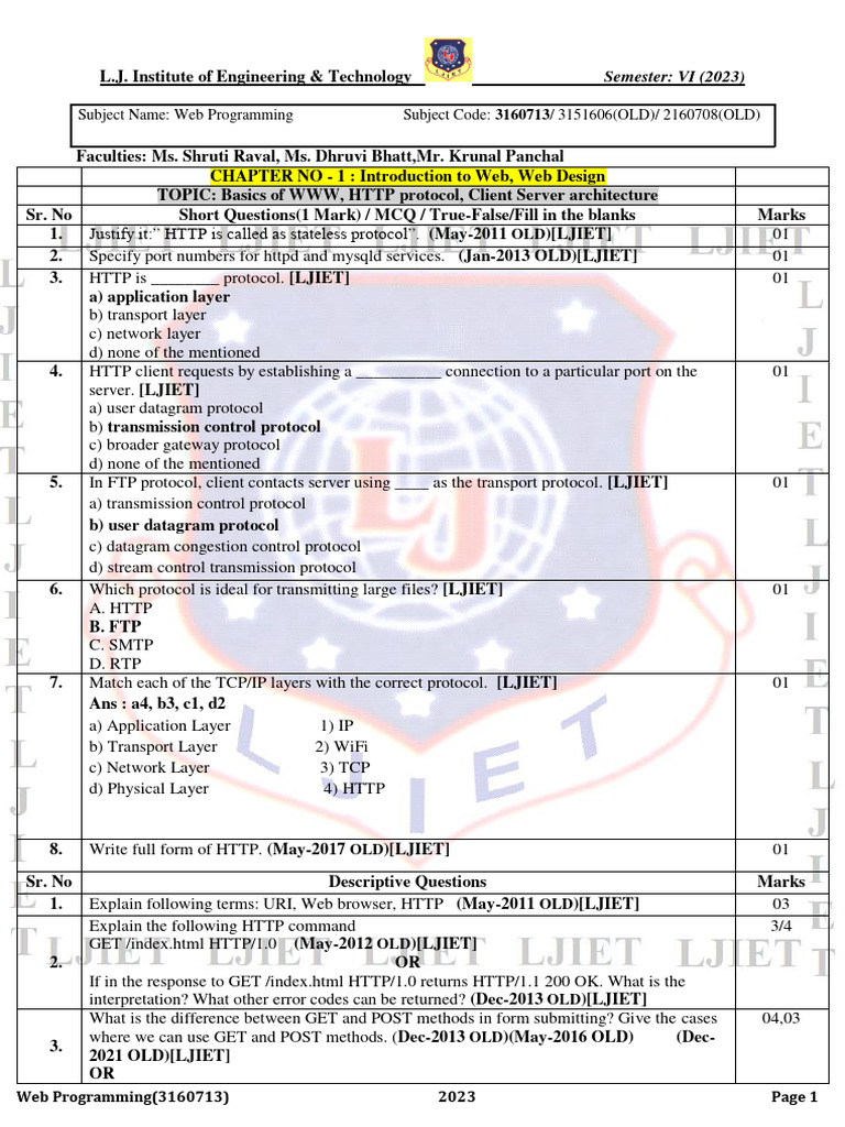 Web Programming Exam Questions 2023 | PDF | World Wide Web | Internet & Web